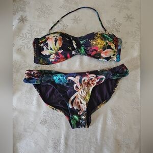 Isola By Megan Gale Multicolor Floral Bikini Top SZ 14 Bottoms SZ 16